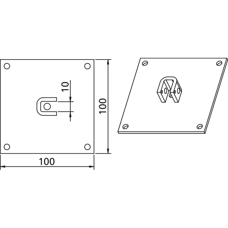 SUPPORT A PLAQUE CARRE 10 * 10 mm