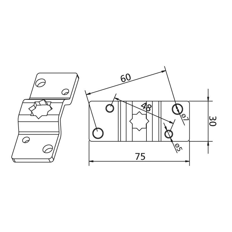SUPPORT MURAL 10*10 mm  ( LG= 75 )