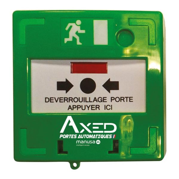 DECL.MANUEL VERT 3 CONTACTS + CLE REARM.(AXED PORTES AUTOMATIQUES)