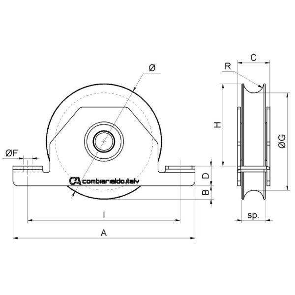 ROUE 1 RL D:80+SUPPORT INT.GORGE O Ø 16 – Image 2