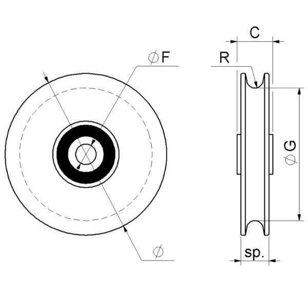 ROUE 1 RL Ø 120  POUR CORDE Ø 8 – Image 3