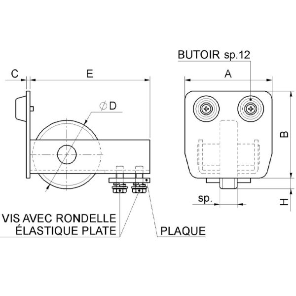 GALET D'EXTREMITE POUR RAIL- MOYEN – Image 2