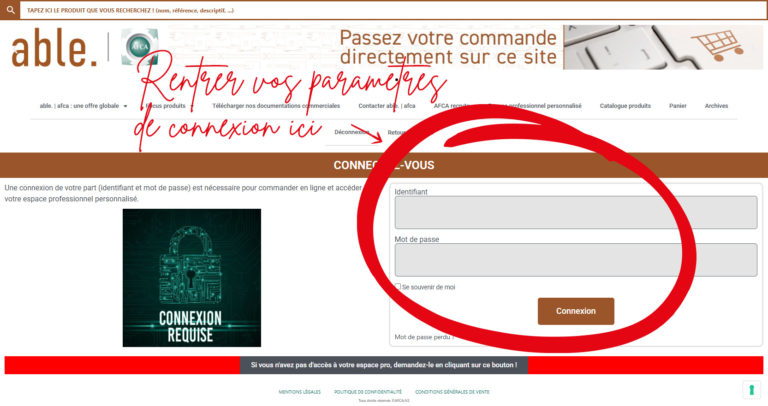 Paramètres de connexion