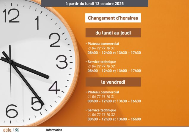 Changement horaires – octobre 2025 Changement horaires - octobre 2025
